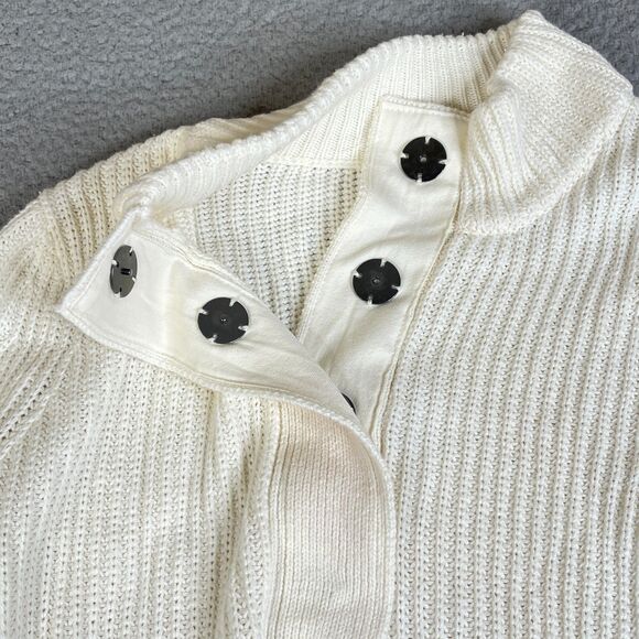 Soft Surroundings Sweater Women Medium Cream Ribbed Chunky Snap Long Sleeve - Picture 4 of 11